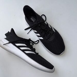 ADIDAS $75 Womens 8 Black White QT Flex Cloadfoam Low Top Sneakers Bin1